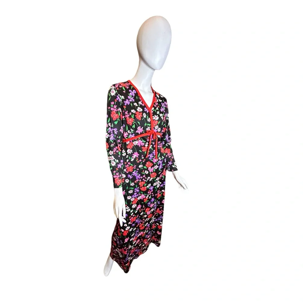 Vintage 60s 70s Floral Maxi Dress Size Medium - Picture 3 of 11